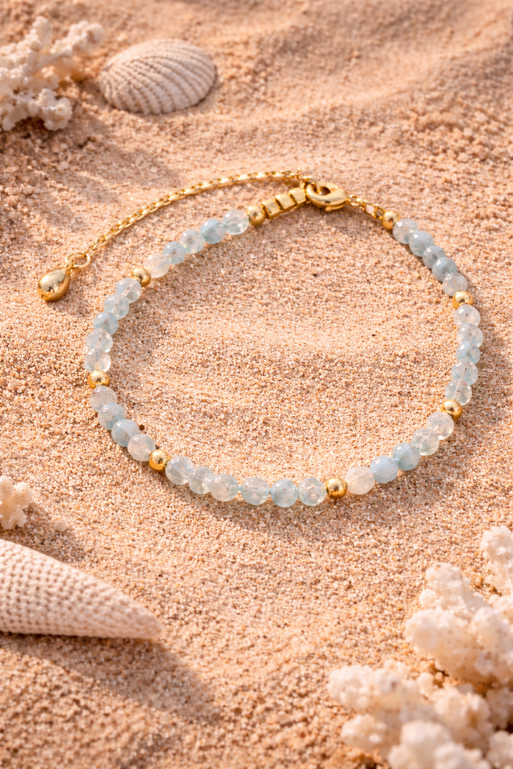 Bracelet “Rivage d’Azur” – Aigue-Marine & Pierre de Lune | Édition Limitée