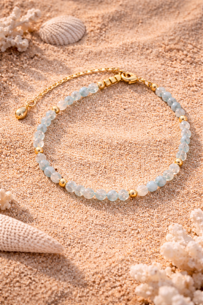 Bracelet “Rivage d’Azur” – Aigue-Marine & Pierre de Lune | Édition Limitée